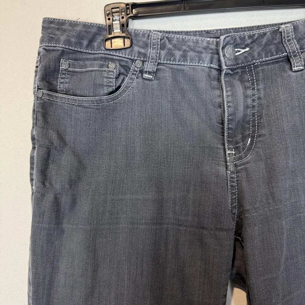 PrAna Jeans Womens 10/30 Gray Dark Wash Slim‎ Straight Mid Rise Stretch Denim